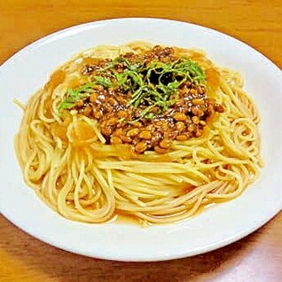 お子様にも好評。ミネラルたっぷり！和風納豆パスタ